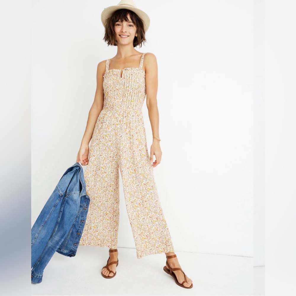 Madewell Pintuck Cami Jumpsuit in Blossoming Vines Size 10